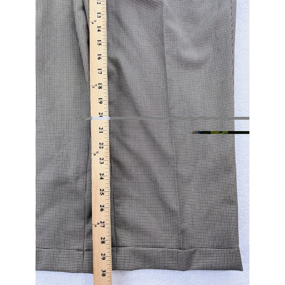 Ralph Lauren Mens Dress Pants 38x30 Brown Houndstooth Slacks Cuff 370217 NWT